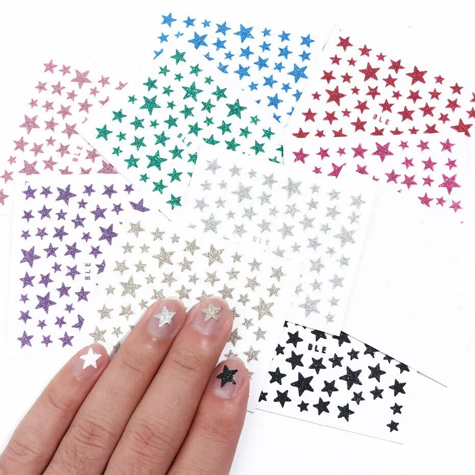 Стикеры 3D на ногти Nail Art Slider Stars Блестящий сверкающий Stickers DIY водные переводные