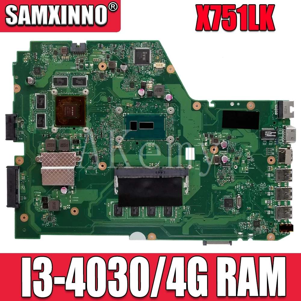 X751LK motherboard REV 2.0 GTX850M I3-4030 cpu 4GB/RAM For Asus X751L K751L X751LX laptop Mainboard  Компьютеры и