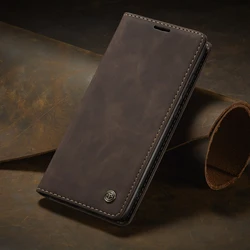 Luxury Leather Magnetic Flip Wallet Phone Case with Card Holder for Redmi Note 14 5G (China) (Coffee)