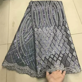 

Latest African Lace Fabric High Quality French Mesh Lace Fabric With Stones Milk Silk For Nigerian DressF157
