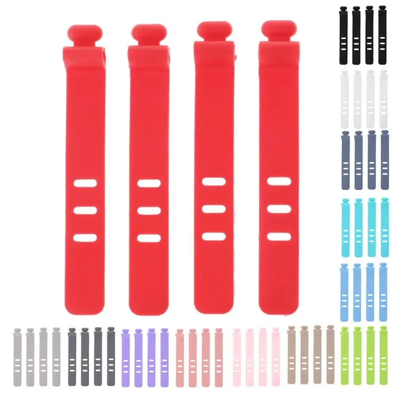 4PCS Silicone Data Wire Cable Organizer Tie Phones Winder Finishing Buckle M5TD | Электроника