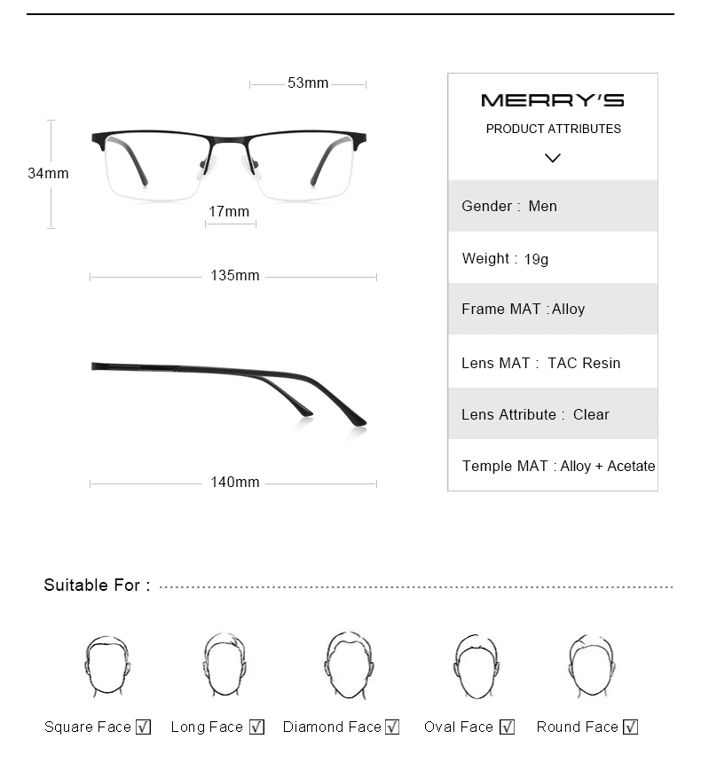 MERRYS дизайн мужские оправа для очков для мужчин квадратный полуоптический Сверхлегкий Бизнес Стиль от близорукости, по рецепту очки из сплава S2055