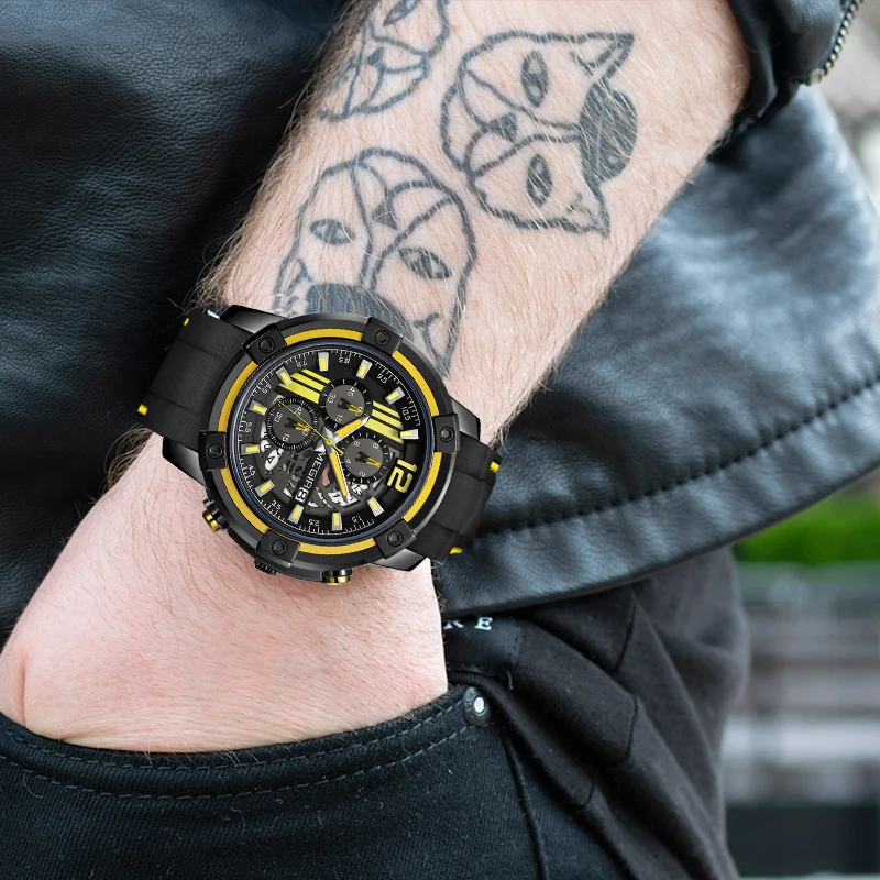 Часы MEGIR мужские с хронографом спортивные водонепроницаемые кварцевые в стиле