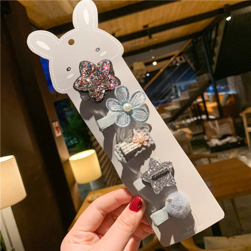 5pcs New Cute Flower Princess Hairpin Kids Girls Hair Clips Bows Barrette Accessories for Children Hairclip Headdress Hairgrips
