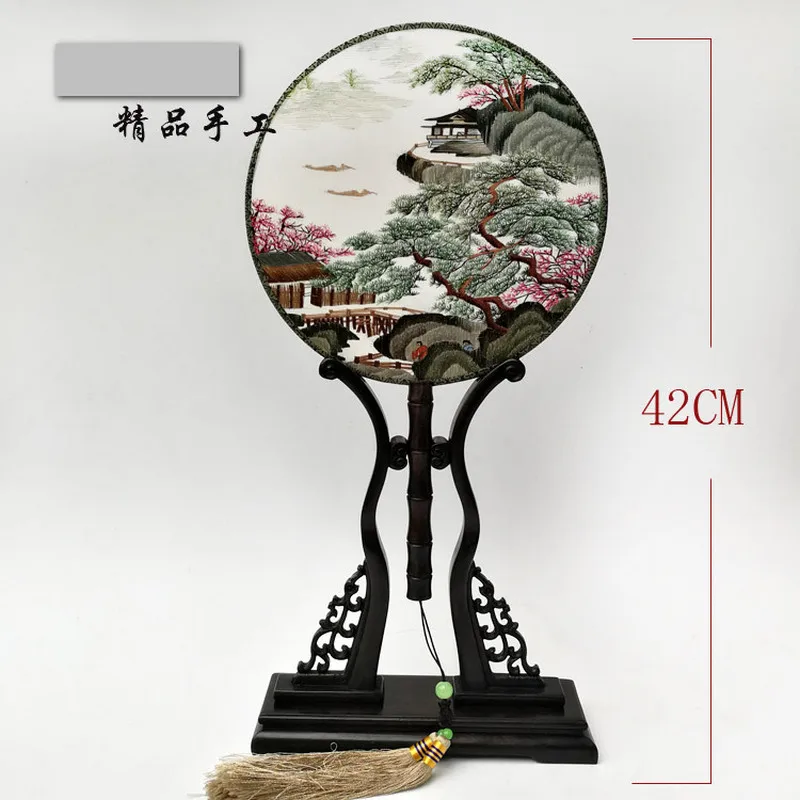 Круглая вышивка Suzhou китайский веер двусторонний для вышивки подарок с