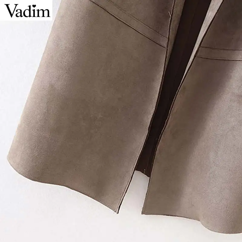 Женское элегантное платье vadim замшевое длинное стильное пальто с длинным рукавом винтажная шикарная куртка офисная одежда женская однотонная верхняя одежда Топ blusas CA553