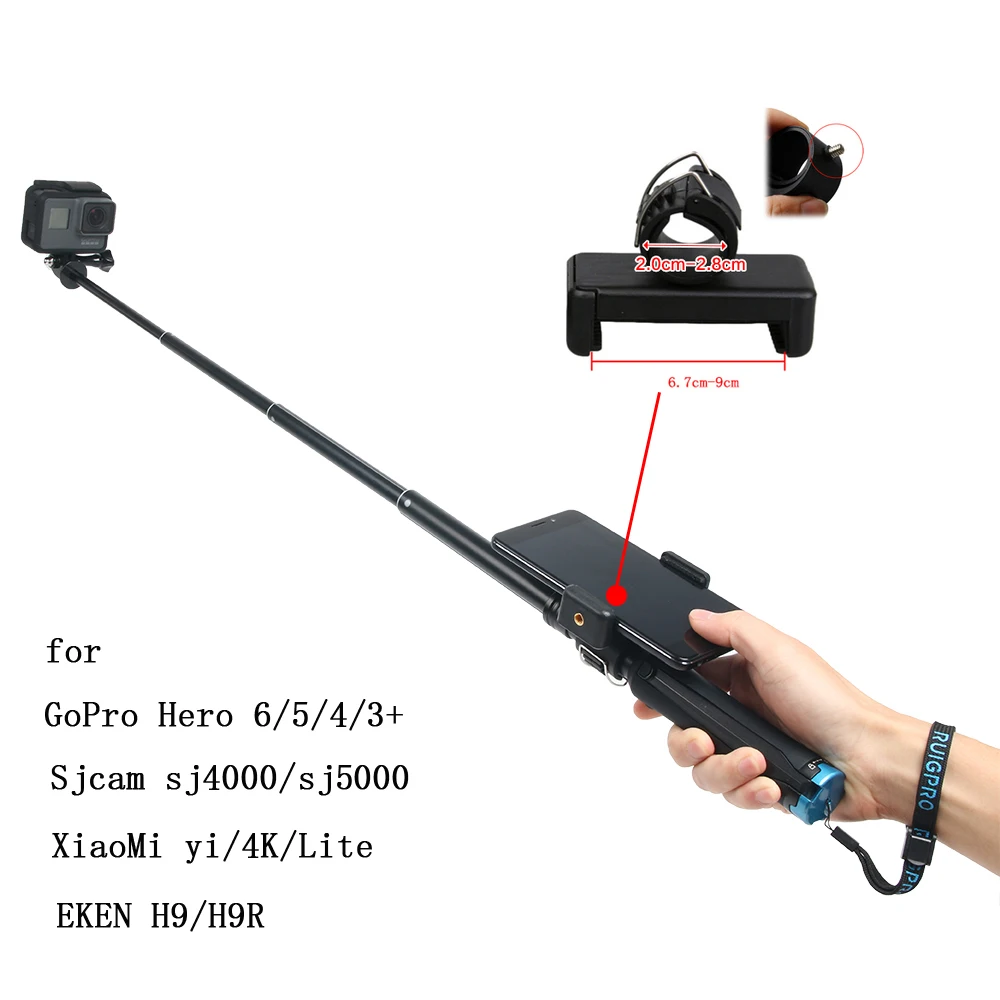 Ручной штатив для селфи выдвижной монопод для Gopro Hero 8 7 6 5 4 3+ SJCAM Xiaomi YI 4k EKEN H9 sony Спортивная камера