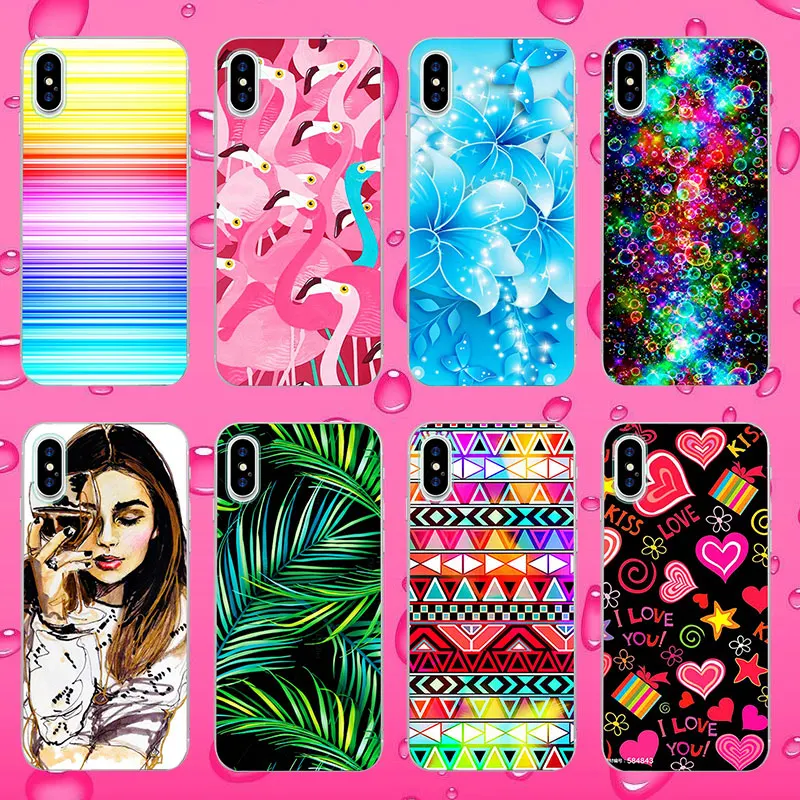 Bright Bubbles Waves Flower Leaves Wine Glass Girls Silicone Case for iPhone X 5 S 5S XR XS Max 6 6S 7 8 Plus Phone | Мобильные