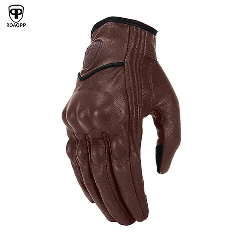 KDFJ Guantes De Motocicleta De Dedo Completo Retro, Guantes De