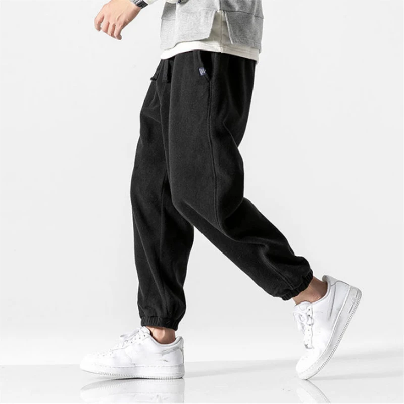 aladdin trousers Casual Men Harem Pants Elastic Waist 2020 Winter New Trendy Fleece Keep Warm Loose Comfort Male Jogging Pants Streetwear Fashion cotton harem pants