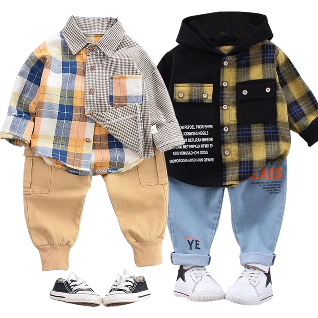 New children's clothing handsome denim suit 1 2 3 4 years old toddler boy girl autumn fashion 2PCS denim boy jacket + pants 2