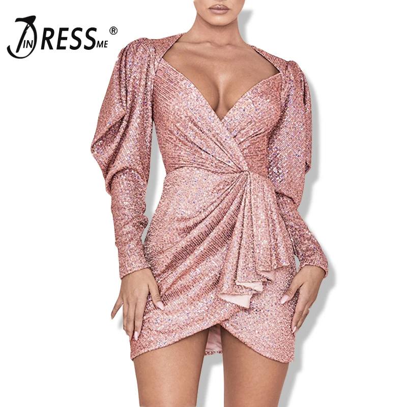 INDRESSME 2020 Новые Сексуальные женские весенние модные платья с V образным вырезом