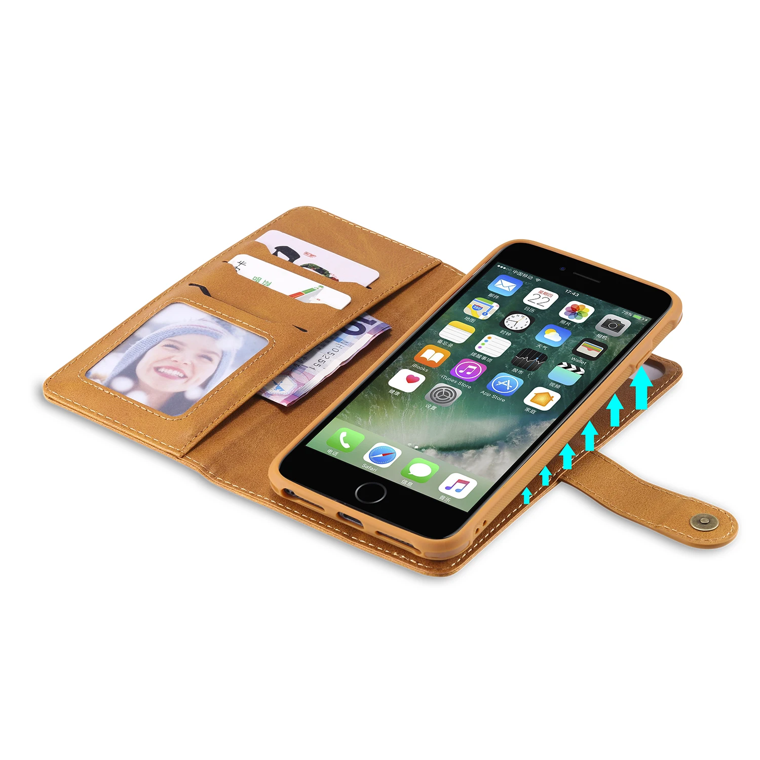 Винтаж кожаный бумажник чехол для iphone 8 Plus чехол 2-в-1-портмоне с отделением для пластиковых карт прочный армированный чехол для телефона с вытяжным шнуром для iphone 6 7 X XS XR Capinha