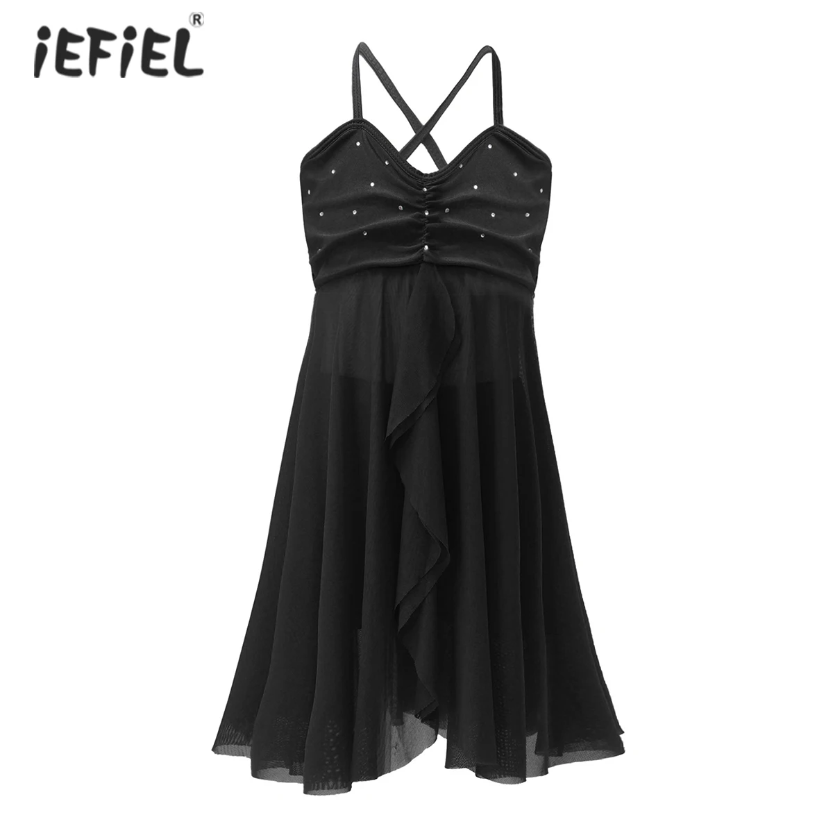 

Kids Girls Princess Dress Summer Criss-cross Back Sequins Dress With Short Leggings Ballet Dancewear Set Lyrical Dance Costumes