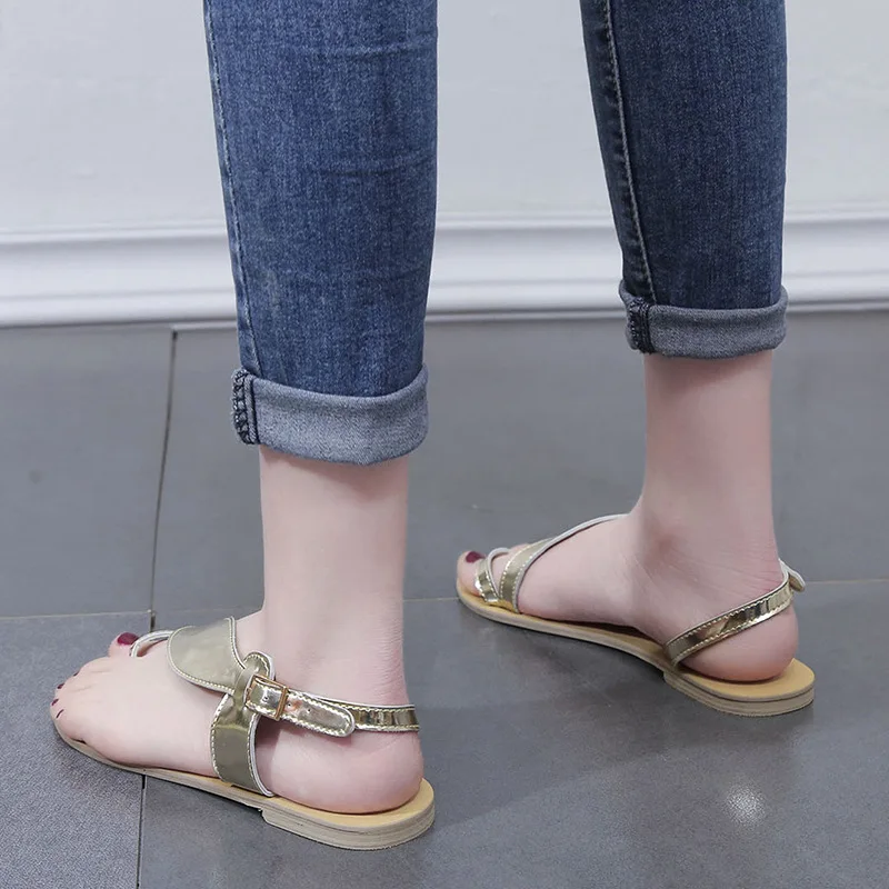

Large Size WOMEN'S Sandals 2019 Hot Selling Flat Foot Covering Straight Line Split Toe WOMEN'S Shoes