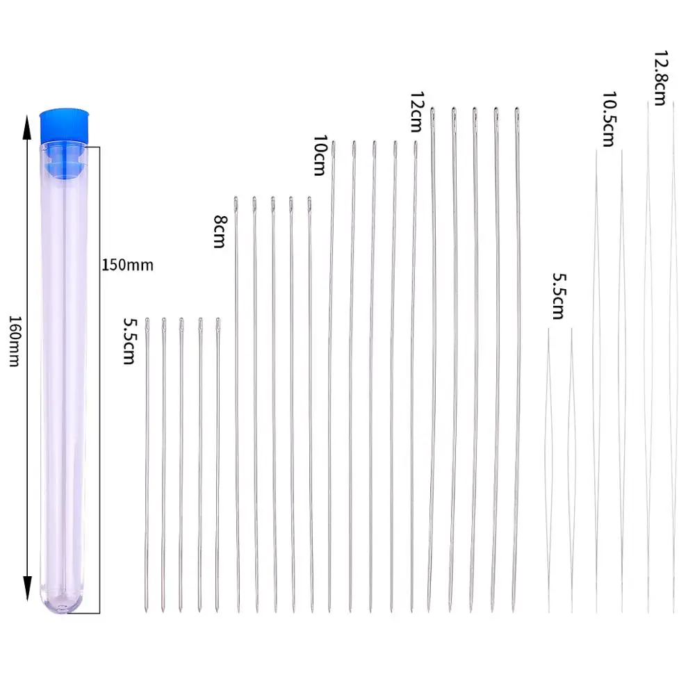 Hand Sewing Tools With Needle Tube Bottle Big Eye Beading Beads Needles/Long Straight Thread Needles Jewelry Making Pins | Украшения и
