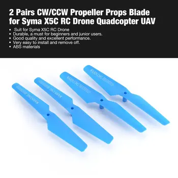 

2 Pairs CW/CCW Propeller Props Blade for Syma X5C RC Drone Quadcopter Aircraft UAV Spare Parts Accessories