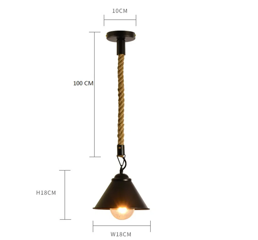 Nordic Design Loft Decor Retro Pendant Lamp LED Edison Industrial Wind Hemp Rope Iron Hanging Light Dining Room Home Lighting (21)