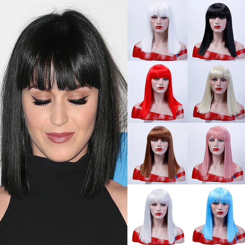 

DIANQI synthetic hair for women short bob fake hair extension black pink red wigs heat resistant fibre for girl cosplay party