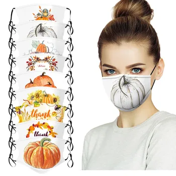 

Unisex Fashion Happy Thanksgiving Mask Pumpkin Printed Festival Cotton Mask masque de protection lavable