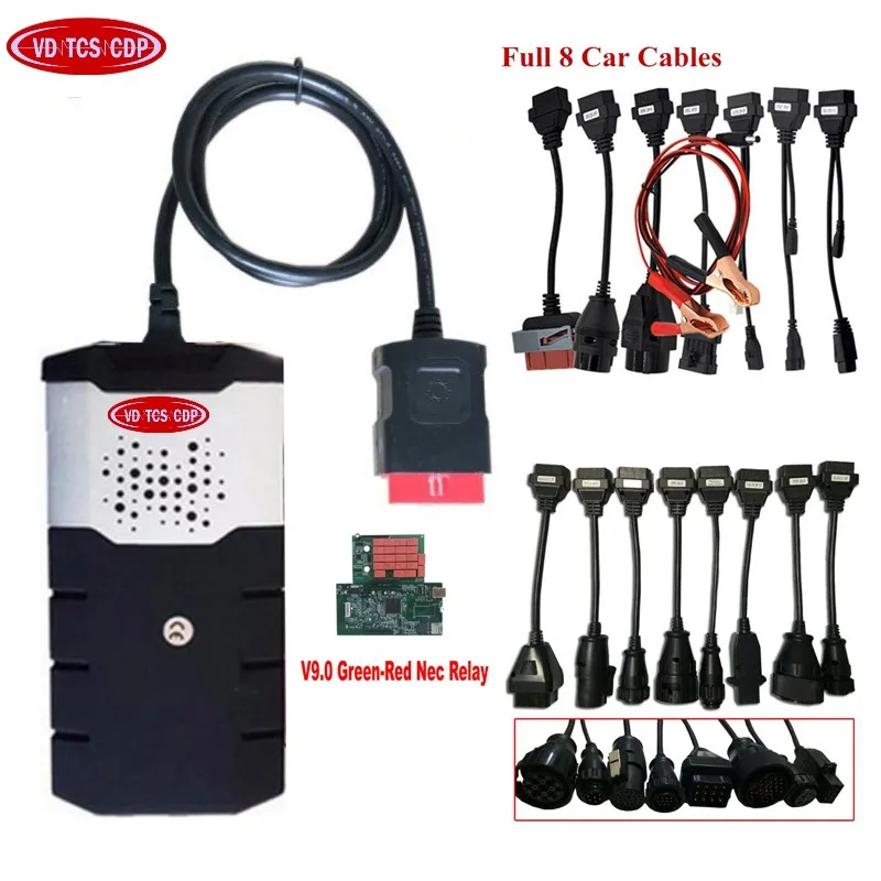 Новая v9.0 плата vd ds 150e cdp с bluetooth. R0/. R3 OBD2 сканер инструмент для delphis+ полный 8 автомобилей/грузовиков Кабели - Цвет: No bluetooth