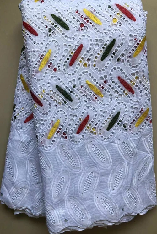 

Hot Selling 100% Cotton African Dry Lace Fabric Nigerian Lace Fabric 2019 High Quality Swiss Voile In Switzerland ELL4369 WHITE