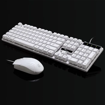 

ABS Desktop Universal Keyboard Mouse Set Ergonomic Rainbow Backlit Optical Wired Home Office Portable Colorful Gaming Combo