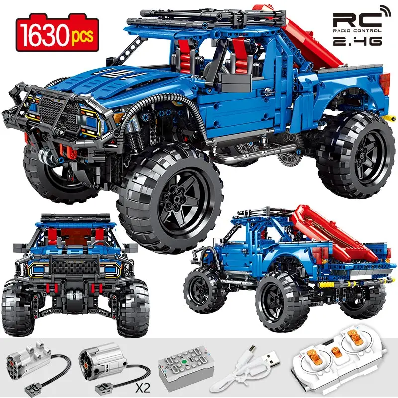 1630PCS 2.4G Remote Control Car Model Building Blocks Technical City RC/non-RC Car Trucks Pickup Bricks Toys For Boys