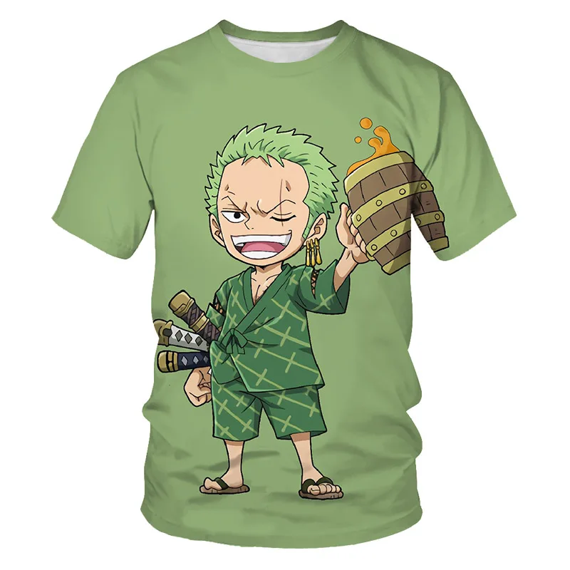 Одежда для маленьких мальчиков, 3D Цельный с рисунком обезьяны D Luffy, Детская футболка, летняя мода для мальчиков и девочек, простая уличная одежда harajuku