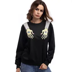 Женские уникальные глаза руки печати круглый вырез длинный рукав свободный свитер 2019