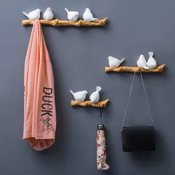 

Simple Creative Three-dimensional Bird Resin Hook Clothing Store Living Room Wall Decoration Literary Wind Decorative Coat Rack