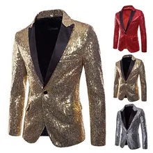Блестками Тонкий костюм для выступления на сцене, мужской костюм куртка блестящие для певицы, Magacian торжественные вечерние платья год цвета: золотистый, серебристый Блейзер Топы