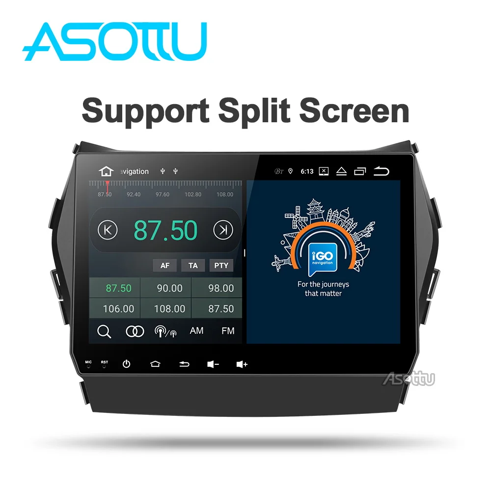 Excellent Asottu CIX459060 Android PX30  9.0 car dvd gps video radio player 1 din for Hyundai IX45 Santa fe 2013 car navigaton unit 3