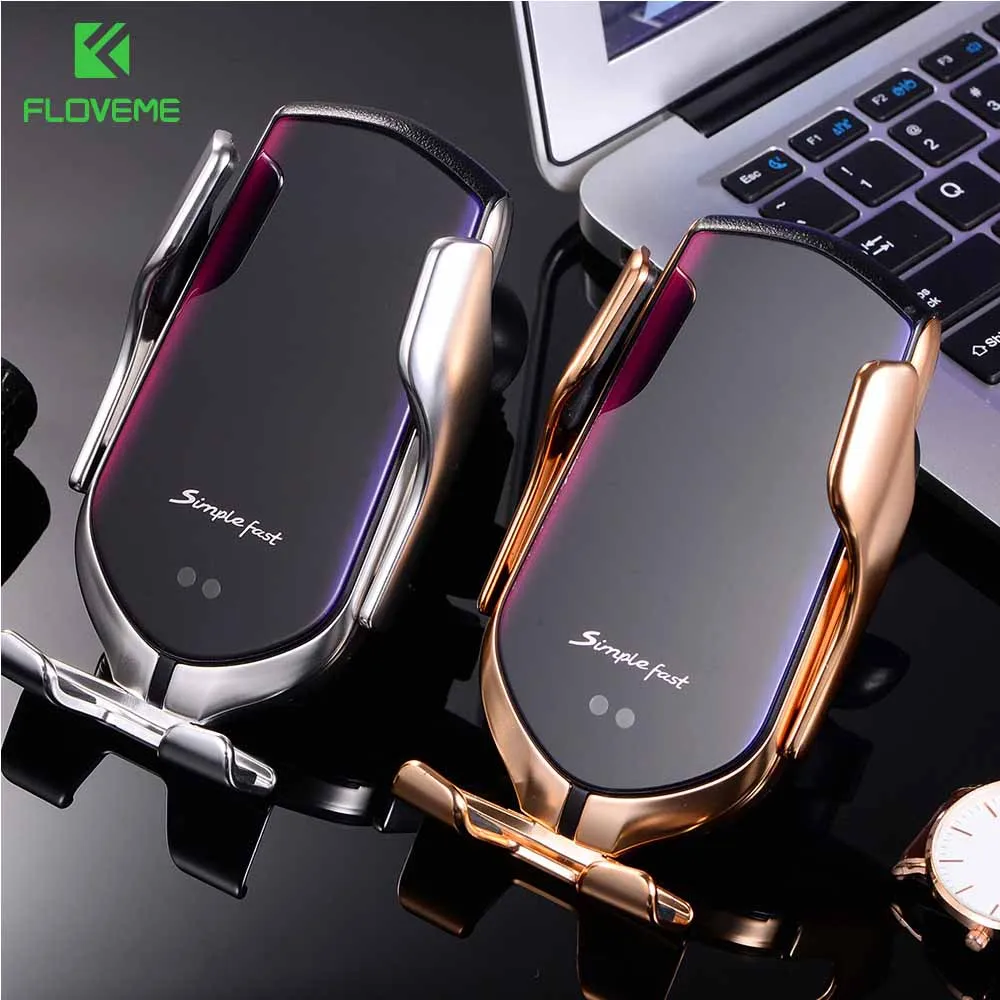 

FLOVEME Car Wireless Charger 2 IN 1 Car Phone Holder Automatic Inductive Car Holder Charger For iPhone 11 8 Xiaomi Mobile Stand