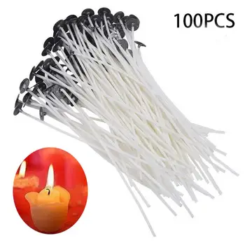 100Pcs/set Candle Wicks Smokeless Wax Pure Cotton Core 2.6/9/12/15/18/20cm DIY Candle Making Pre-waxed Wicks For Party Supplies 5