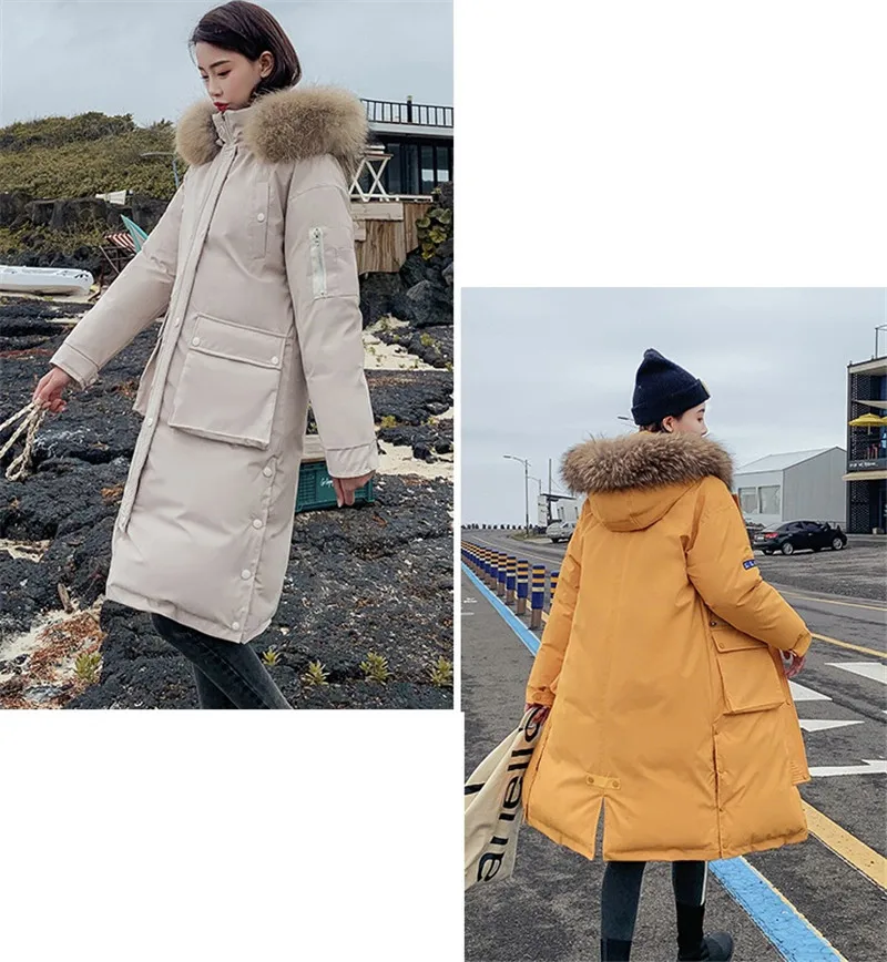 Winter Jacket Coat Plus size Women Fashion Fur collar Hooded Down cotton Jackets Women's long Warm Cotton Jackets Parkas F906