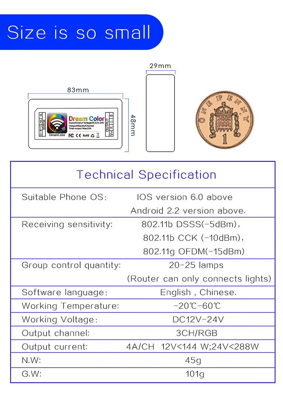 Wifi светодиодный RGB контроллер DC12-24V 10А 3CH/4CH RGB мини светодиодный контроллер от Android и IOS APP для SMD3528 5050 светодиодный светильник