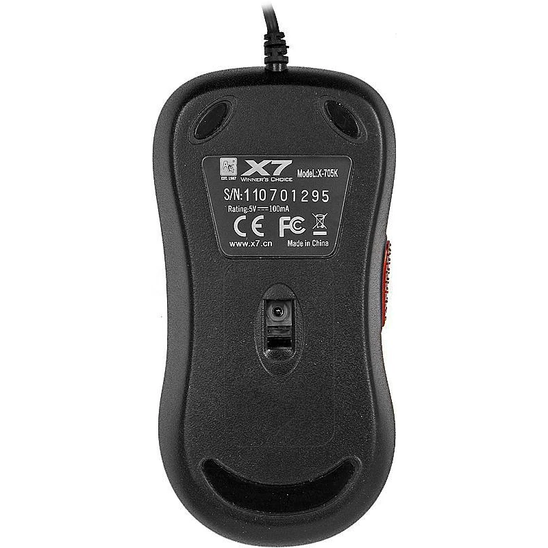 Мышь A4 X-705K черный оптическая(2000dpi) USB игровая(5but