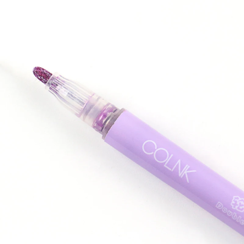Purple 8 Color Double Line Outline Pen Highlighter Marker Pen for Card Writing Drawing P7Ding - Color: Purple