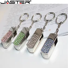 JASTER-Llavero de metal con usb, pendrive de 64GB, 32gb, 16gb, 8gb y 4gb, con rotación de cristal, resistente al agua