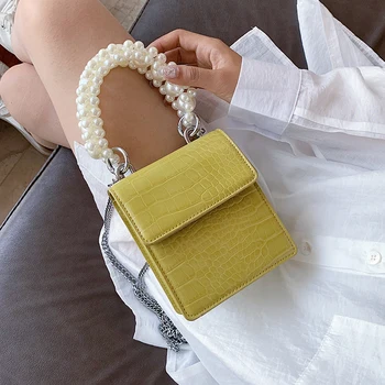 

Crocodile pattern Pearl Tote bag 2020 New High-quality PU Leather Women's Designer Handbag Small Chain Shoulder Messenger Bag