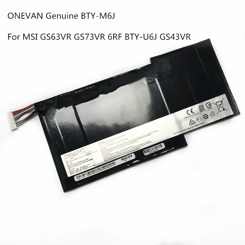 

NEW BATTERY BTY-M6J Laptop Battery for MSI GS63 GS63VR GS73 GS73VR 6RF-001US BP-16K1-31 BTY-U6J Series BTY-U6J 11.4V 64.98Wh