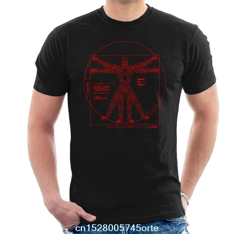 Мужская футболка с принтом camiseta Terminator Vitruvian T800 женская из 100% хлопка | одежда