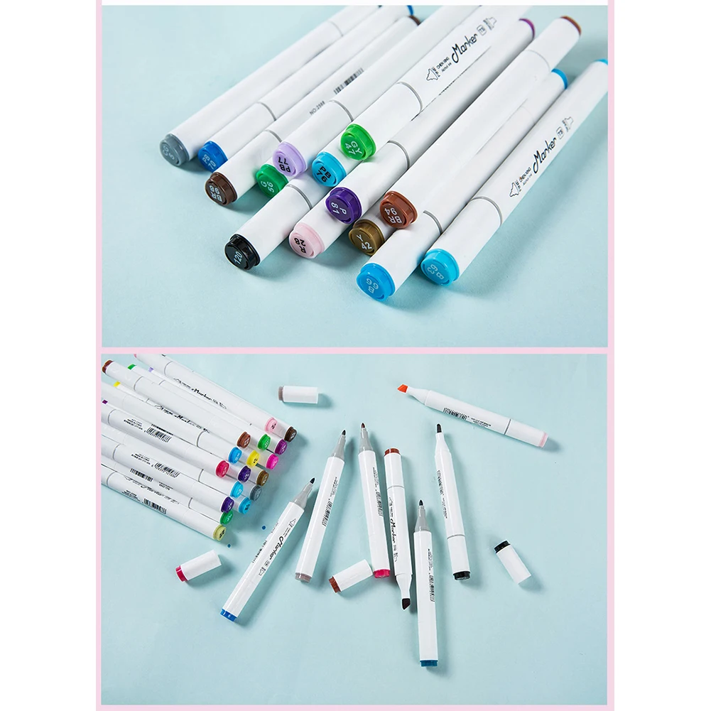 

Children Marker Set Gift Sketch School Fade Proof Easy Apply 24 Colors Dual Head Drawing Non Toxic Art Paint Pen Office
