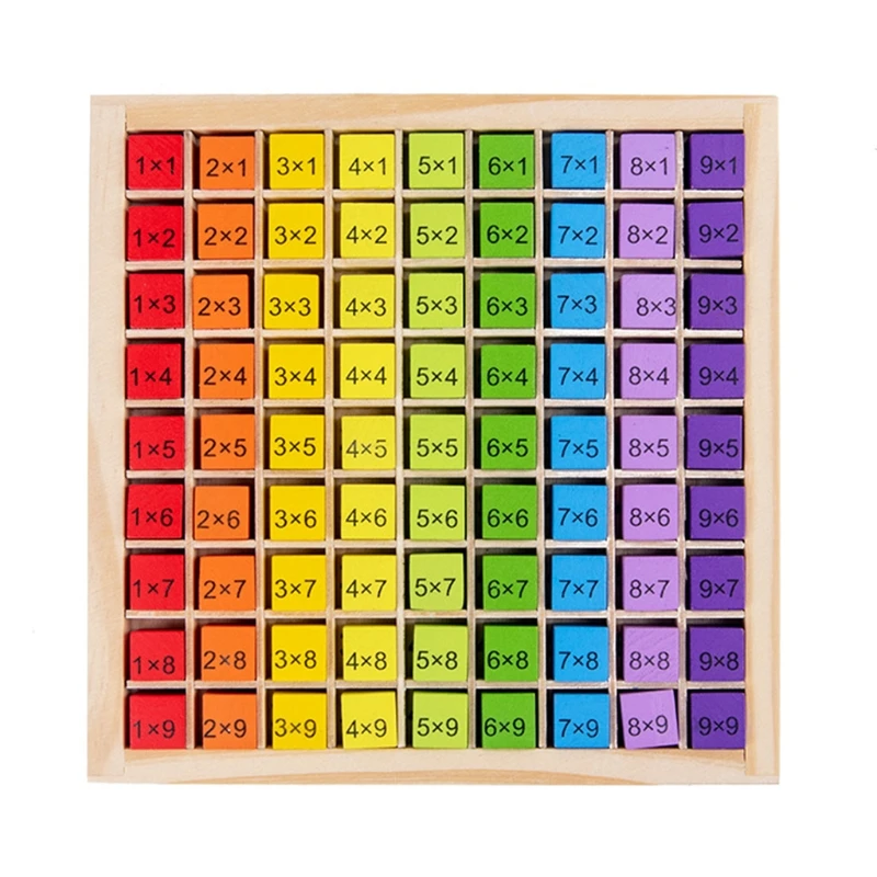 Montessori Educational Wooden Toys Kids 99 Multiplication Table Math Arithmetic