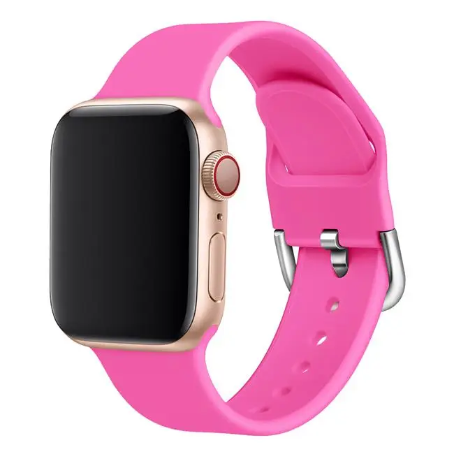 Silcione ремешок для apple watch band 44 мм 42 мм apple watch 5, 4, 3, ремешок 38 мм, версия 40 мм наручных часов iwatch, ремешок 5/4/3/2/1 correa браслет ремешок для часов - Цвет ремешка: Barbie powder