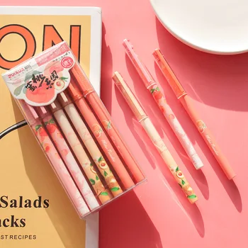 

12pcs Kawaii Peach Party Series Gel Pen Black Ink 0.5mm Quick-drying Pen Cute Stationery School Office Supplies