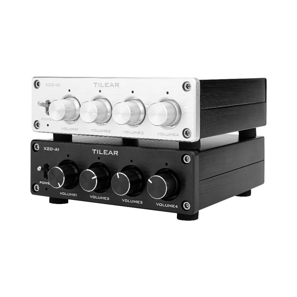 Lossless Audio Splitter 1 Input 4 Output RCA Audio Distributor Signal Selector Switch Source Tone Volume For Power Amplifier sound digital amp