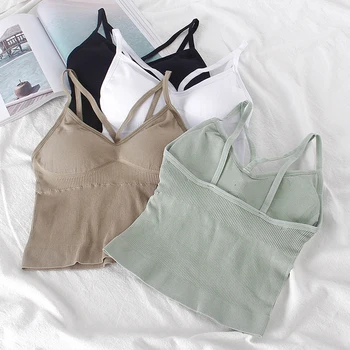 

Women's Tank Top Front Strap Crop Tops Women Bralette Underwear for Female Sleeveless Camis Intimates Lingerie Camisole Femme