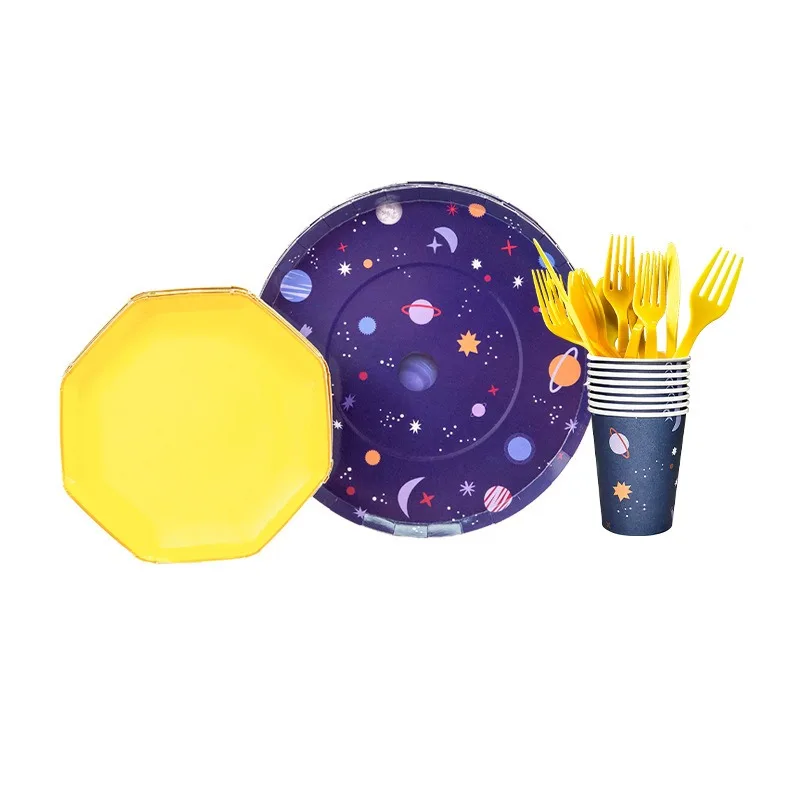

Star Trek Cosplay Disposable Party Plates Paper Towels Starry Sky Cups Tablecloths Plates Suits Disposable Party Tableware
